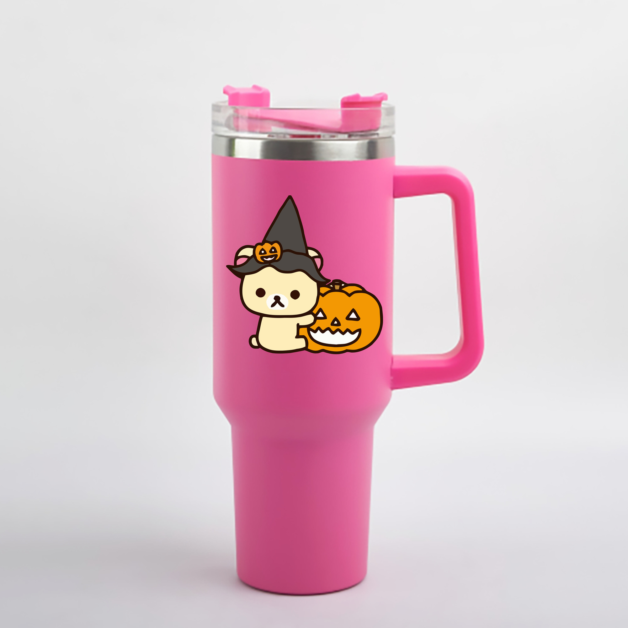（画像用） リラックマ リラックマ キイロイトリ Rilakkuma Korilakkuma Kiiroitori 1200mL車用タンブラー - クリスタルステッカー（プラスチックストロー付き）